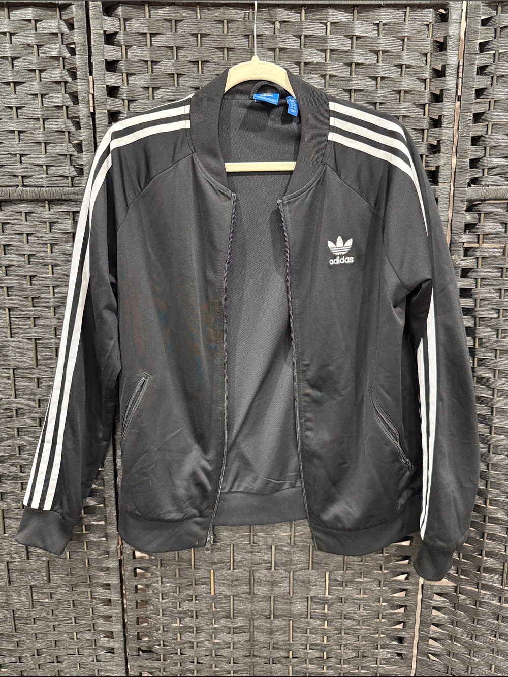 adidas Black Track Jacket with White Three-Stripes